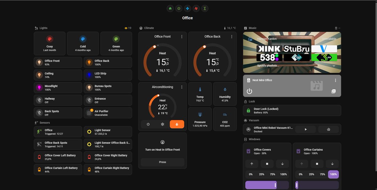 smarth0mejunkie's tweet image. 📸 Behind the scenes: what my HA dashboard looks like today...

How's yours?

#homeassistant #smarthomejunkie #smarthome