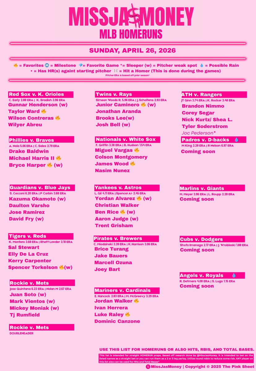 MissJasMoney's tweet photo. #ThePinkSheet | Sun, Apr 26th https://t.co/nQZnPumJWp