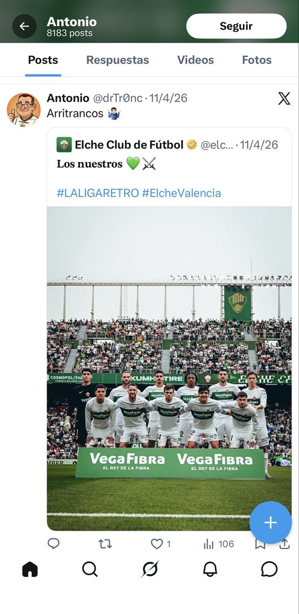 PabloPaBa's tweet photo. @drTr0nc Por fin? Macho eres de las personas más anti Elche que he visto en redes, de verdad te lo digo sin acritud ninguna, solo hay q revisar un poco todos los Twitts q publicas, tiene q ser agotador estar haciendo fuerza todos los partidos del Elche para que pierdan… https://t.co/2FNdkMw230
