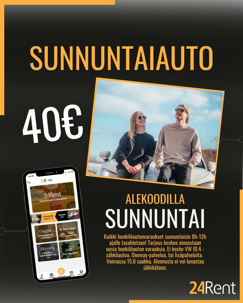 24rent's tweet photo. Sunnuntai on hyvä päivä hoitaa asioita ja nauttia vapaudesta! 🤝

Keikka rautakauppaan, kirpparikierros lähikaupungeissa tai vaikkapa päiväretki kansallispuistoon? Muun muassa nämä kaikki hoituvat kätevästi renttaamalla 24Rentiltä auton sunnuntaiksi! 🤩

#24rent #24rentfi #tarjous #yhteiskäyttöauto #autoilu #autot
