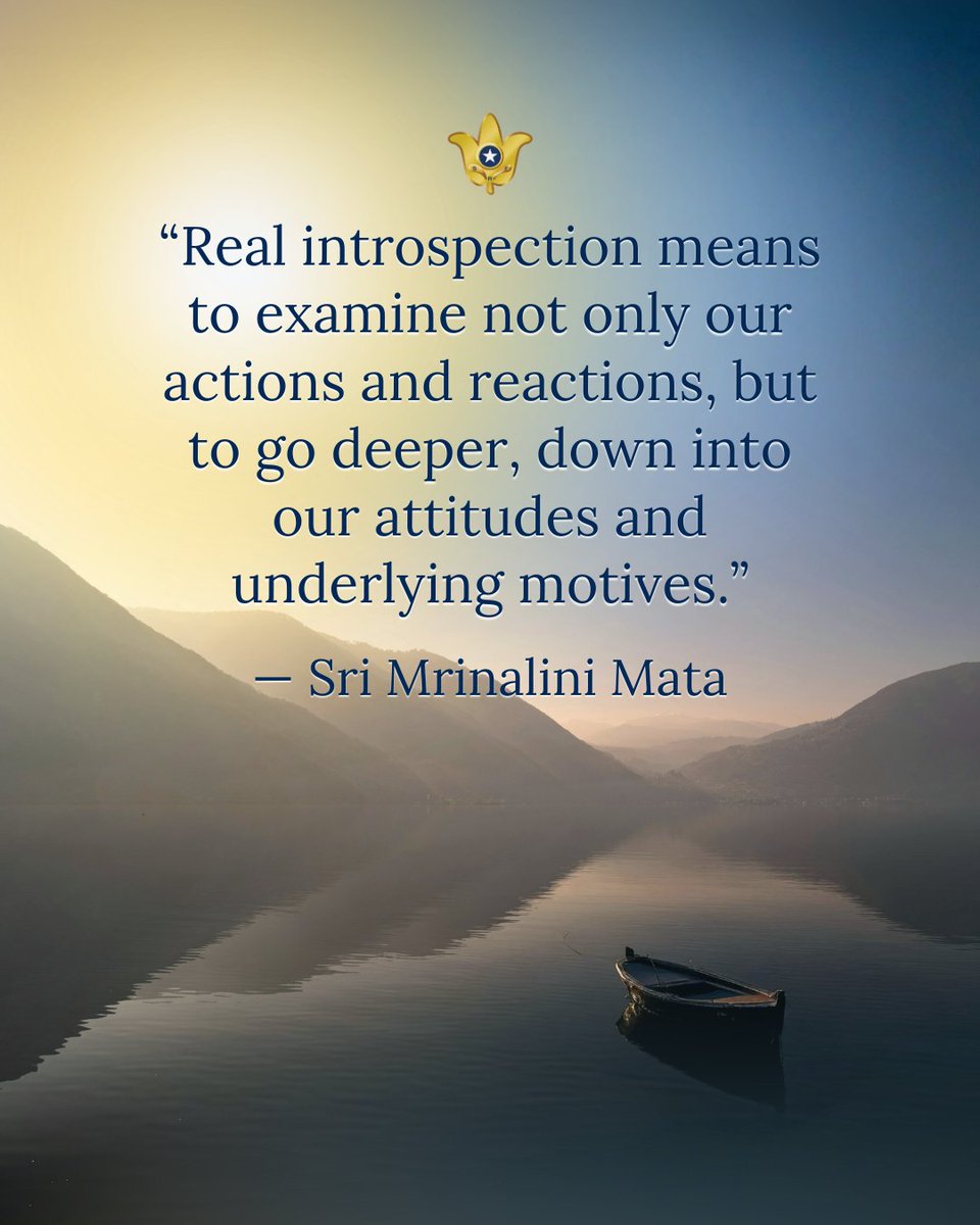 srfyogananda's tweet image. “Real introspection means to examine not only our actions and reactions, but to go deeper, down into our attitudes and underlying motives.” — Sri Mrinalini Mata 

#SriMrinaliniMata #InspiringQuotes #quote #introspection