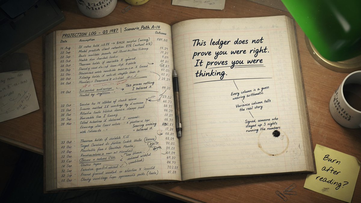 WhatsYourWhy's tweet image. This ledger does not prove you were right.   It proves you were thinking.
Every column is just a guess wearing arithmetic. The variance column tells the real story.
#personal #meditations
