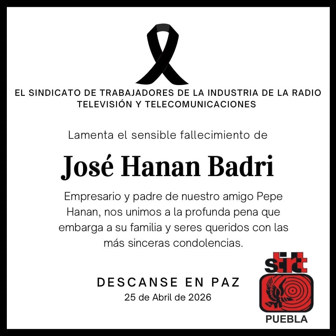Nuestra solidaridad a la familia Hanan Budib por la irreparable pérdida de Don José Hanan Badri.