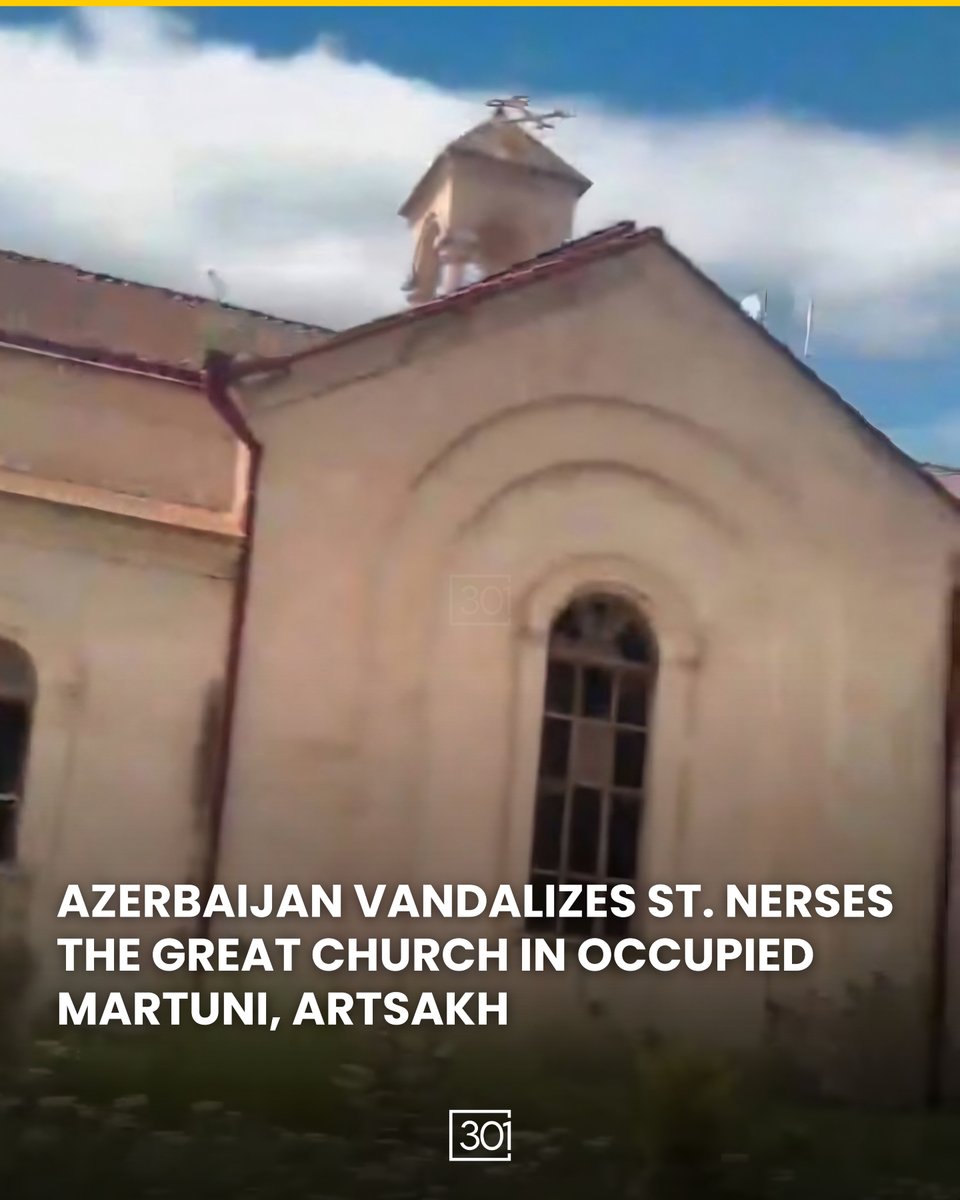 301arm's tweet photo. Images circulated by Azerbaijani social media users appear to show damage to the Saint Nerses the Great Church in occupied Martuni, with the structure’s cross torn down and its windows shattered.

The church, consecrated in 2004, was built with funding from philanthropist Alice Ohanian and is dedicated to the prominent Armenian Catholicos, St. Nerses the Great.

The reported incident follows claims over the past month that Azerbaijani forces have destroyed significant Armenian religious sites in occupied Stepanakert, including the Holy Mother of God Cathedral and Saint Hakob Church.
