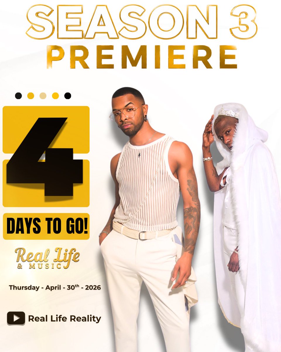 realliferealtv's tweet photo. 🗣️The countdown is still ON! ⏳
🚨Just 4 days until the Season 3 Premiere of REAL LIFE & MUSIC!
✨Join us LIVE this Thursday night on the Real Life Reality YouTube Channel!
📺 https://t.co/faCTWB08Vr
#reallifereality #rlam #reallifeandmusic #youtube #season3 https://t.co/R8dzKCdM94