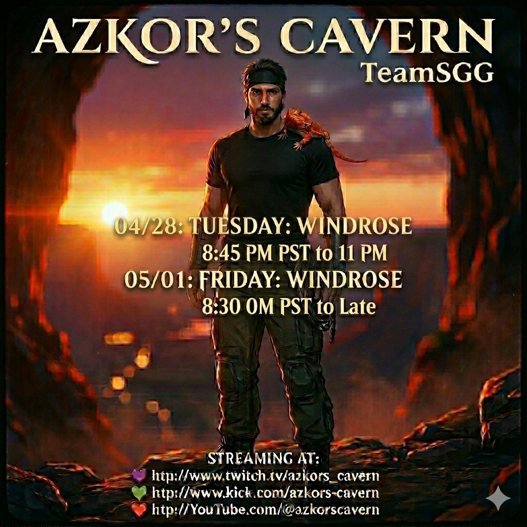 TootsiesL's tweet image. This week on Azkors Cavern! See you all there on your platform of choice! #Twitch #Twitchtv #TeamSGG #Kick #YouTube #ContentCreator