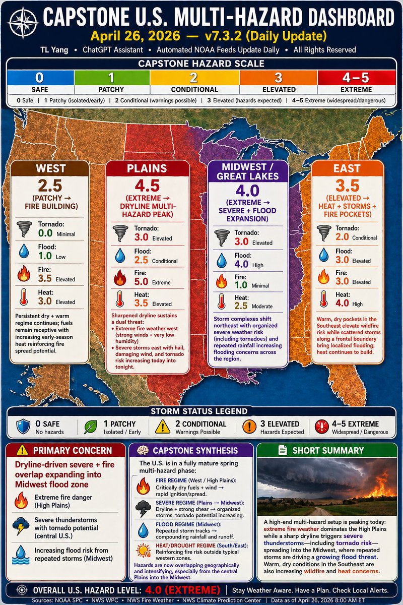 HEIS_Tswvlis's tweet image. #Capstone #US Multi-#Hazard Dashboard 

#Know &amp;amp; Be #Safe Out There.

4/26/2026