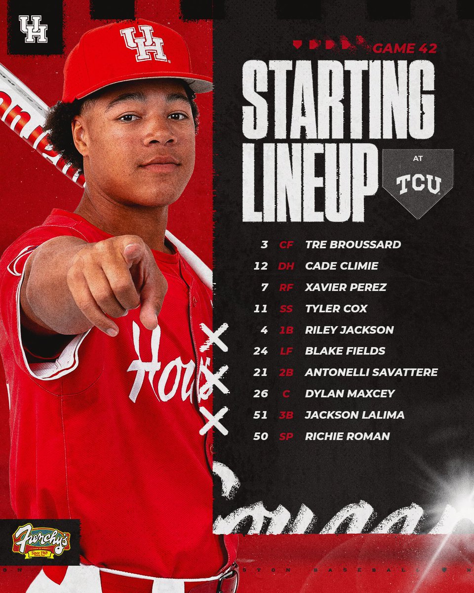 UHCougarBB's tweet photo. Sunday's starters 📝 https://t.co/xmNfZGIoeQ