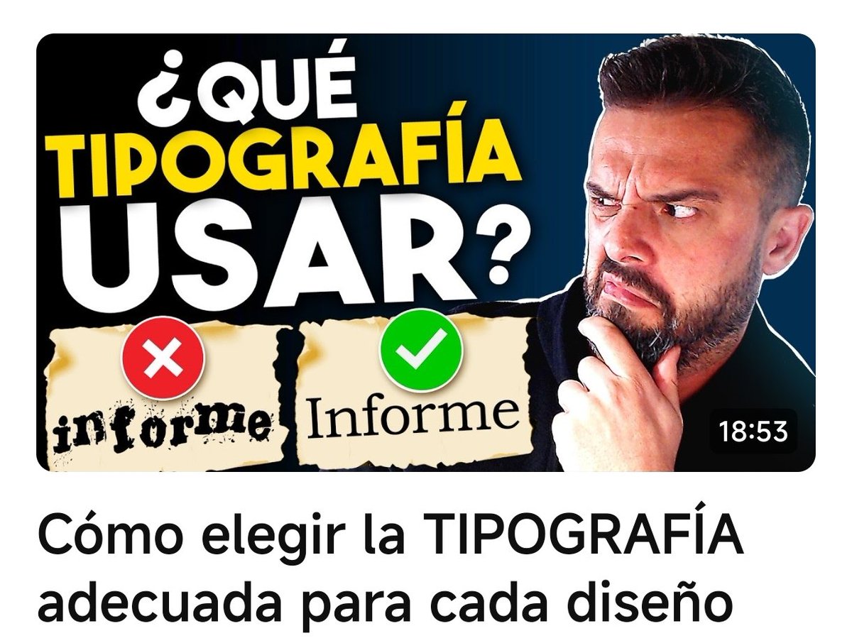 AlvarezPacios's tweet photo. 18 minutos que despejarán todas tus dudas a la hora de elegir la tipografía adecuada en tus diseños. Dadle amor ❤️ Link: https://t.co/9UB01SYsi7 https://t.co/dF0EzNditr