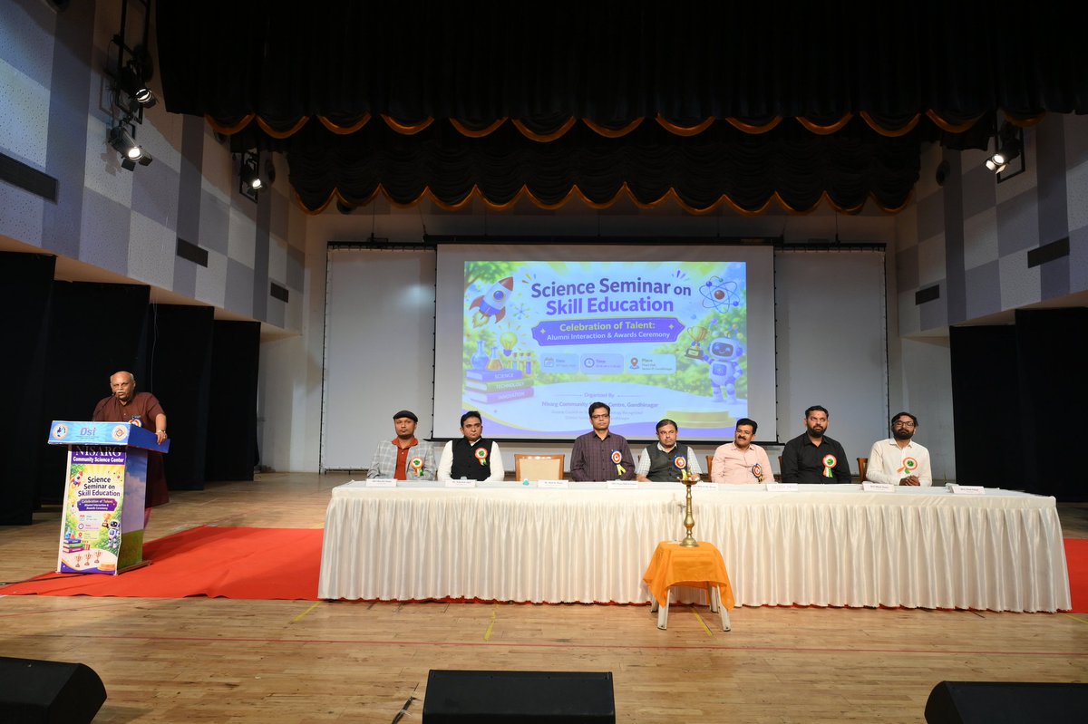 NisargCSC's tweet image. Science Seminar on Skill Education successfully organiz  today at Town Hall,Gandhinagar
A wonderful celebration of talent through Alumni Interaction &amp;amp; Awards Ceremony. 🚀
#SkillEducation #ScienceSeminar #Gandhinagar @InfoGujcost @dstGujarat @IndiaDST @r_isro @isro @narottamsahoo