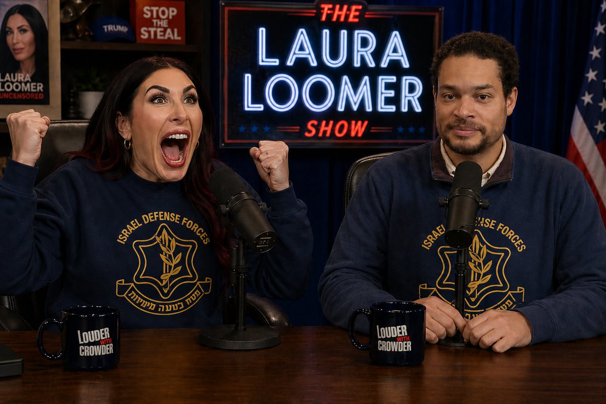Sir_Templar's tweet photo. @drhossamsamy65 Laura Loomer with the Perp on her Podcast, Thomas Allen Cole both wearing IDF Sweatshirts. https://t.co/8C8IuTFP5T