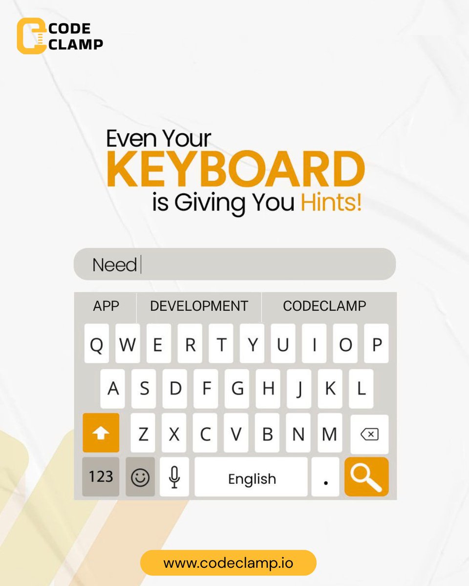 code_clamp's tweet photo. Even your keyboard knows what you need😄
App. Development. @code_clamp.

Maybe it’s time you listened. 🚀

#CodeClamp #AppDevelopment #WebDevelopment #TechSolutions #StartupGrowth #DigitalProducts #BusinessGrowth #Innovation #TechAgency #BuildInPublic #SoftwareDevelopment https://t.co/WLavAprrG4