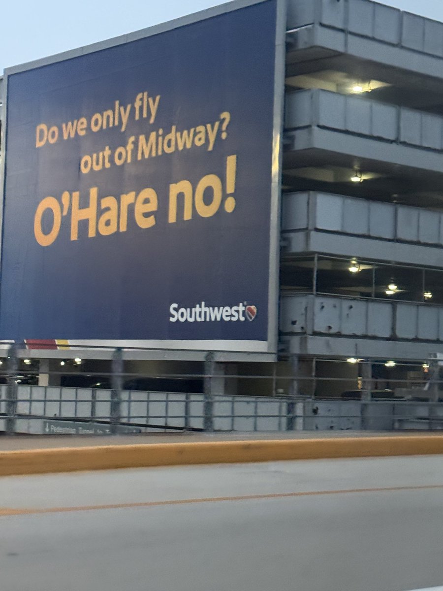 asraza's tweet photo. Large, prominent @SouthwestAir signage aging poorly at ORD. https://t.co/DokDj4SCro