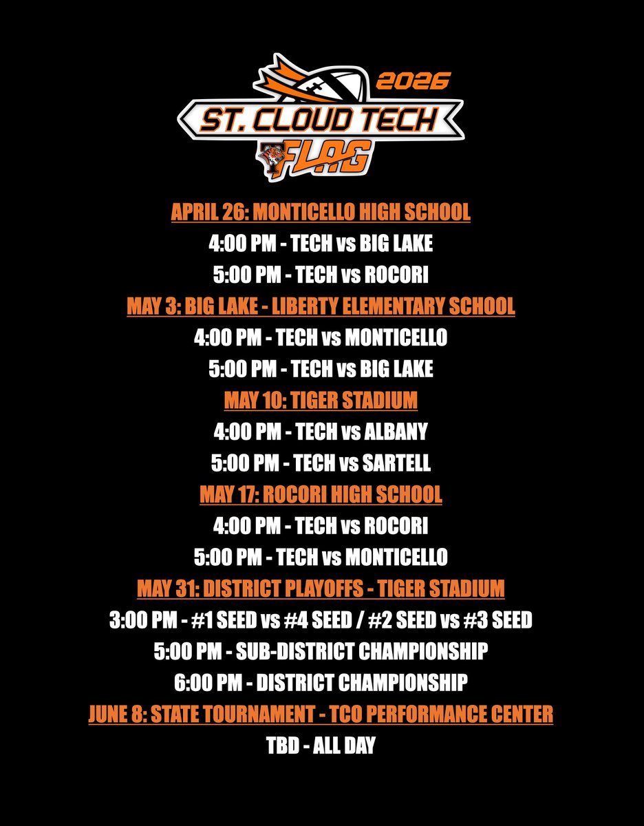 techtigerfb's tweet image. ‼️GAMEDAY‼️

Monticello High School

JV and Varsity will play the same opponent, at the same time.

4:00PM - Tech vs Big Lake
5:00PM - Tech vs Rocori

Go Tigers! #efforthabit #tradition @ISD742 @tech_activities