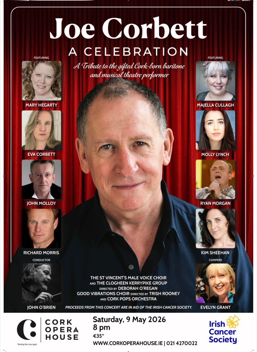 majellacullagh's tweet image. Excited and emotional too about gathering with dear #friends both on stage and in the audience @CorkOperaHouse to honour the #oneinamillion Joe Corbett. Sat 9th May ❤️🎶❤️ #cork #musicandsong