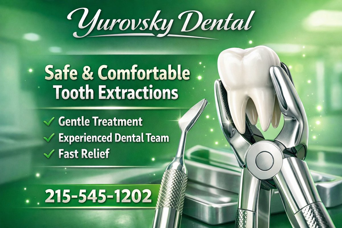 yurovskydental's tweet image. When tooth pain strikes, trust the team at Yurovsky Dental for gentle extraction services that put your comfort first. 💙 Call now for fast, professional care! 📞
#dentist #philly #toothextractions 
rfr.bz/t717eb9
