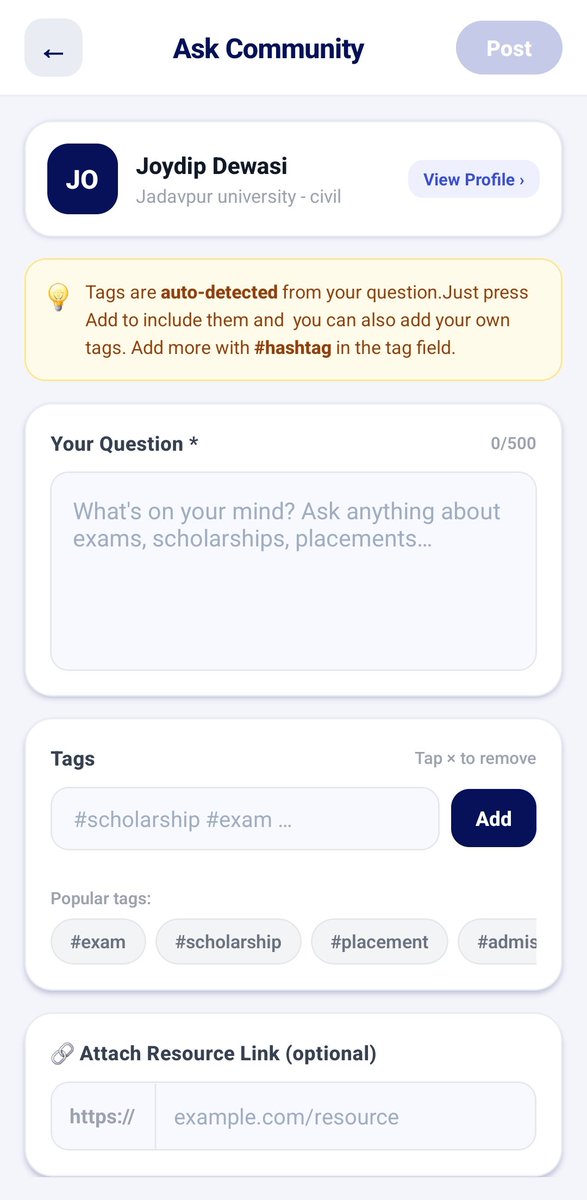 JoydipDewasi's tweet photo. ๐ New on Campussign!
Ask doubts, share ideas, and connect with students ๐ฌ
View profiles to know their college & background ๐
๐ Add a social profile for verification
๐ฑ Live now on the app โ update or download:
https://t.co/X6N34GvqL3โ
#Campussign #StudentCommunity #EdTech https://t.co/VW2swTmuH7