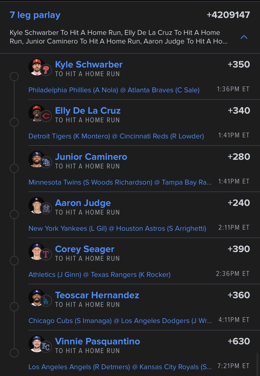 SharkSideSniper's tweet photo. Couple Lottos I RRx3 #mlb #parlay #fanduel https://t.co/zCnzN3M1lS