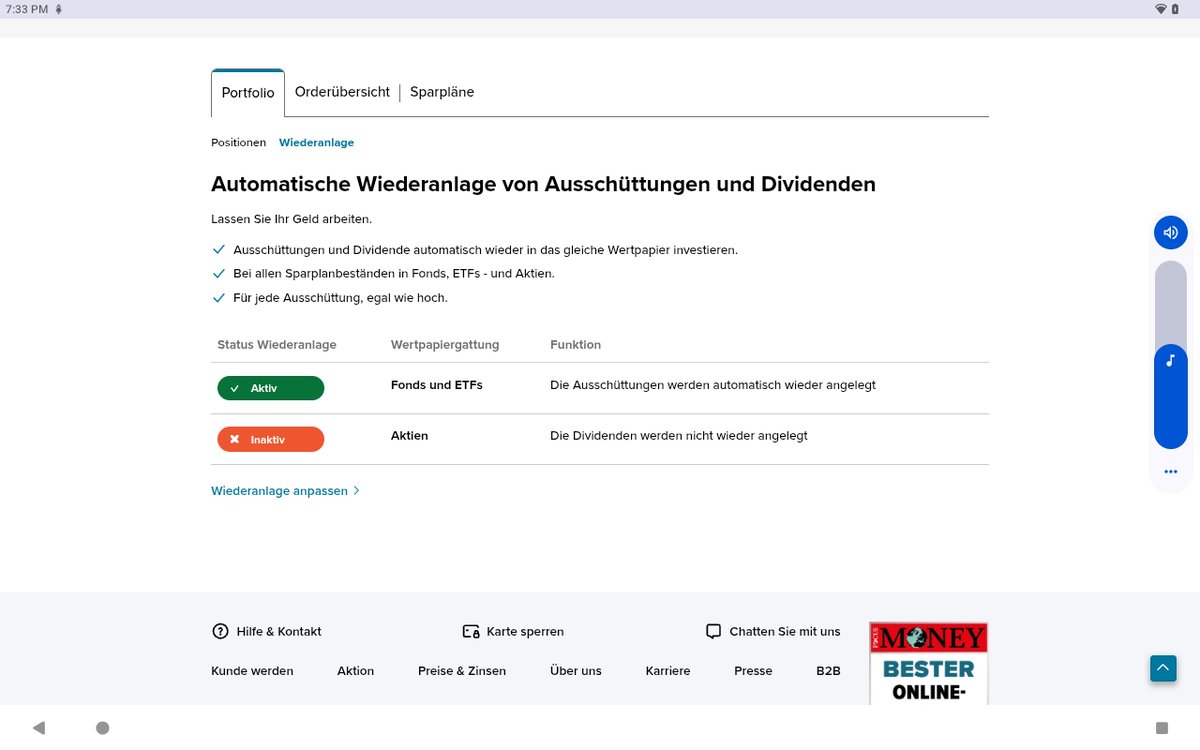 geldhoch2's tweet image. Wow, @consorsbank überrascht nach dem Wartungswochenende mit einem echten Knaller: Automatische Wiederanlage von Ausschüttungen und Dividenden, frei wählbar!!!! #DRIP Träume werden wahr. Bei @ScalableCapDACH gibt es nur Alles oder Nicht. Junior ist begeistert🤩🤩🤩