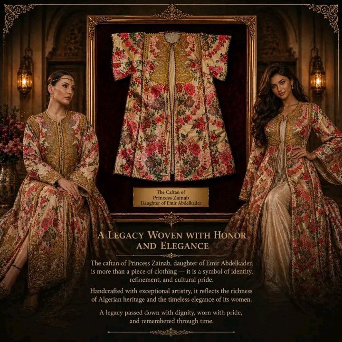 algatedzEng's tweet image. The Algerian caftan of the daughter of Emir Abdelkader Al-Jazairi is in the Damascus Museum in Syria 🇸🇾🇩🇿

#Algeria #Culture