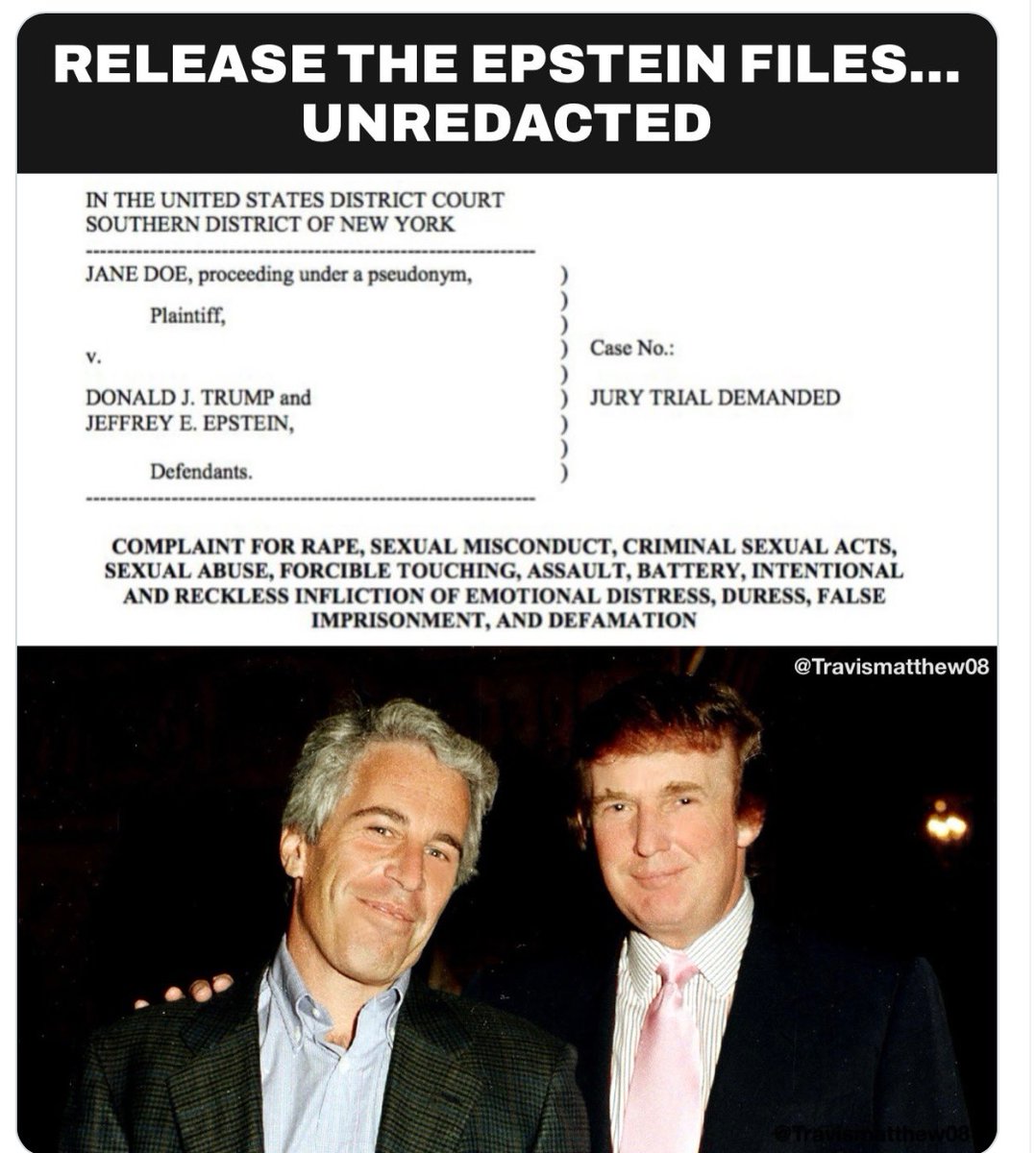 Where’s pedo today?    Release the Epstein files, all of them.