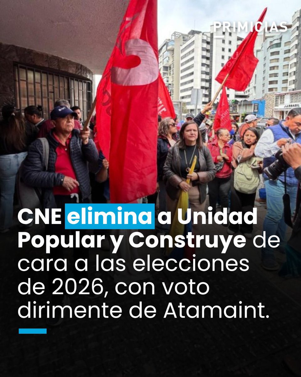 Estamos viviendo en una dictadura institucional.
Proscribir a Revolución Ciudadana, Unidad Popular y Construye debe ser rechazado por todas las fuerzas políticas. 

El Consejo Nacional Electoral dejó de ser árbitro para convertirse en una alfombra de Carondelet.

El gobierno sabe