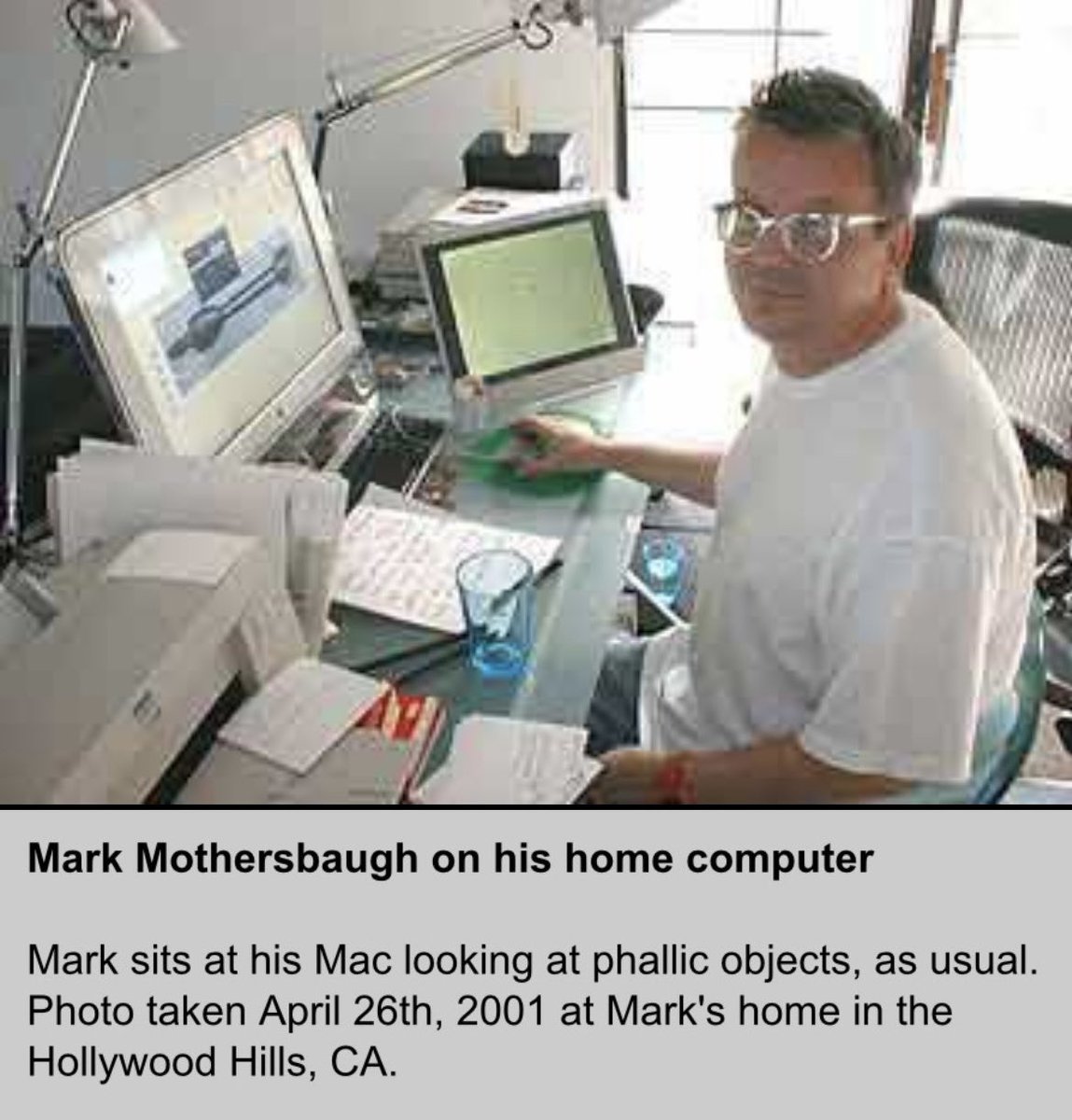 Happy Mark Mothersbaugh looking at phallic objects day