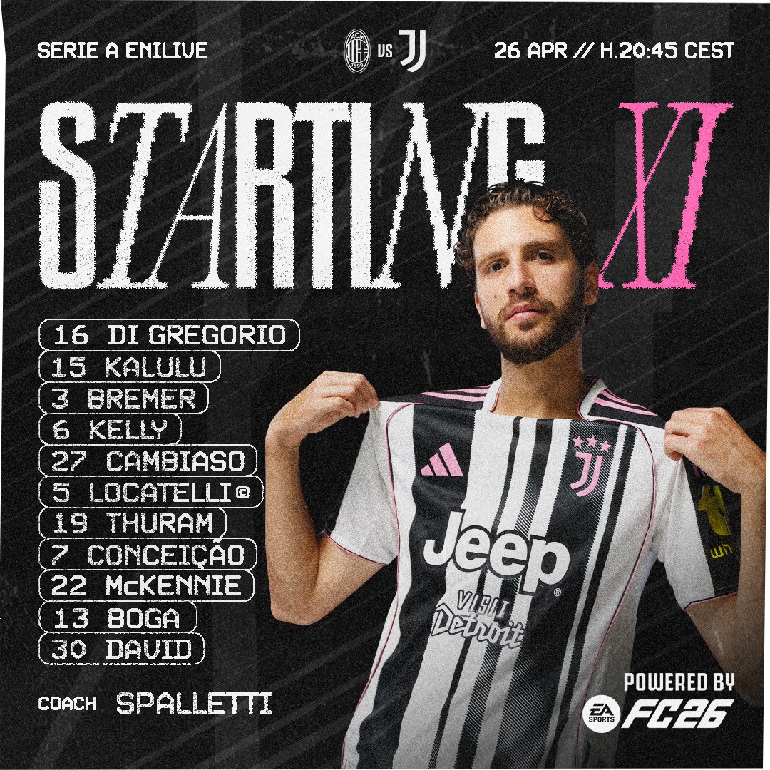 juventusfcen's tweet image. Your ⚪️⚫️ starting lineup for tonight's clash with Milan! 📜 

@EASPORTSFC 

#MilanJuve