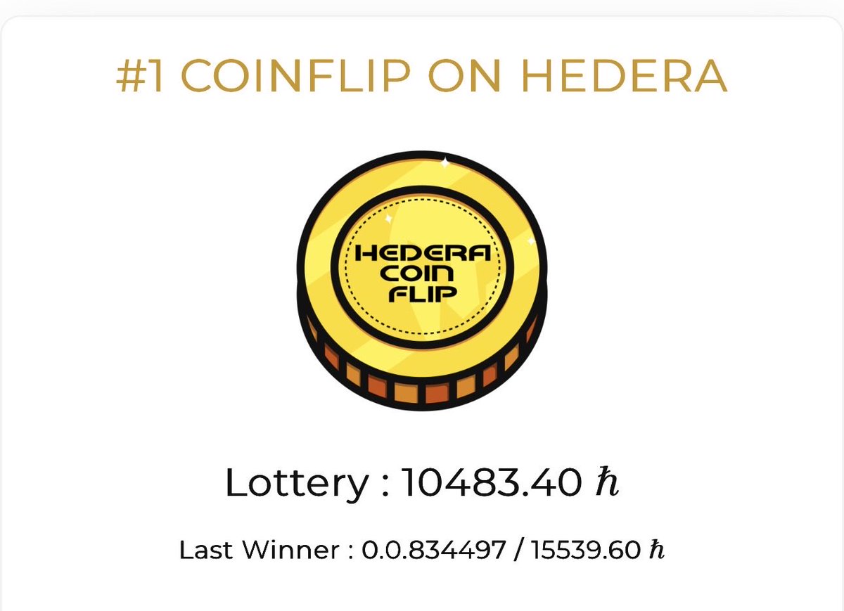 hedera300's tweet photo. Jackpot is at 10,500 hbars.

Anyone could win it with 50h Flip. https://t.co/HP8mFpesPP