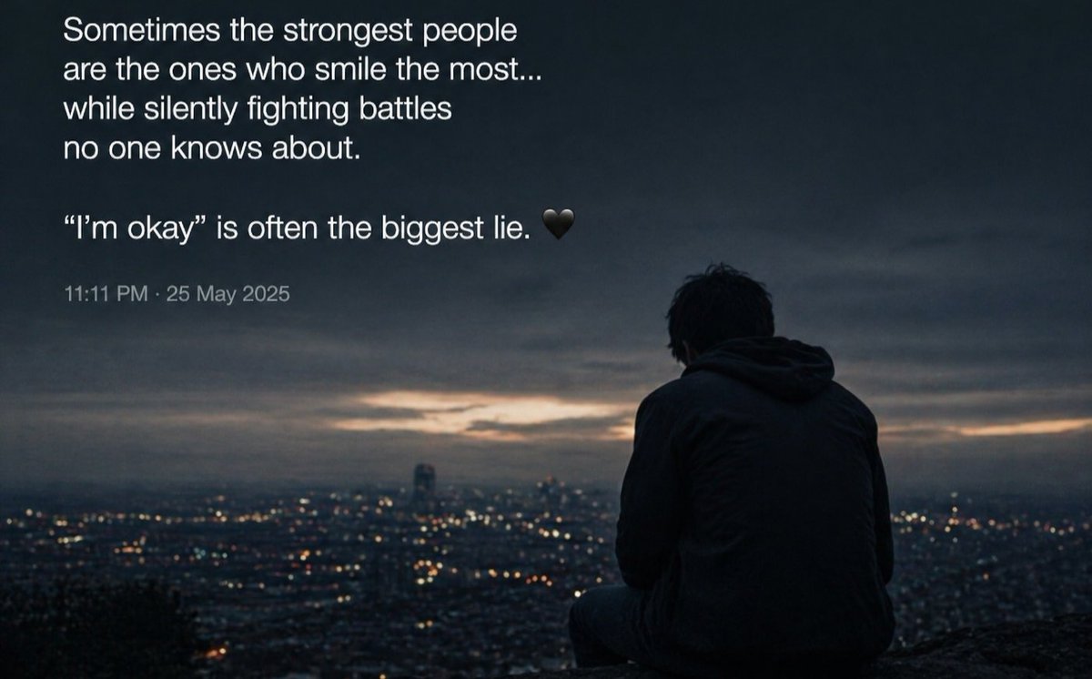 Tiwari33213531's tweet image. Not every smile means happiness.❤️‍🩹
#SadQuotes #BrokenInside #LonelyThoughts #DeepFeelings #LifeQuotes #Emotional #SadPost #Reality