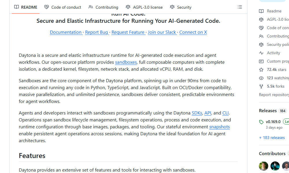 clxymox's tweet image. 📝 daytona
⭐ 72,377 stars

**"Daytona : Une infrastructure sécurisée et scalable pour exécuter votre code IA !"**
#GitHub