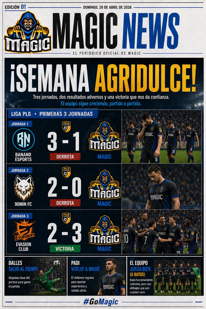 MGCeSports's tweet photo. MAGIC NEWS 📰

Semana agridulce para nuestros magos 🧙‍♂️

#GoMAGIC 🪄 https://t.co/WBsZd0FA4w