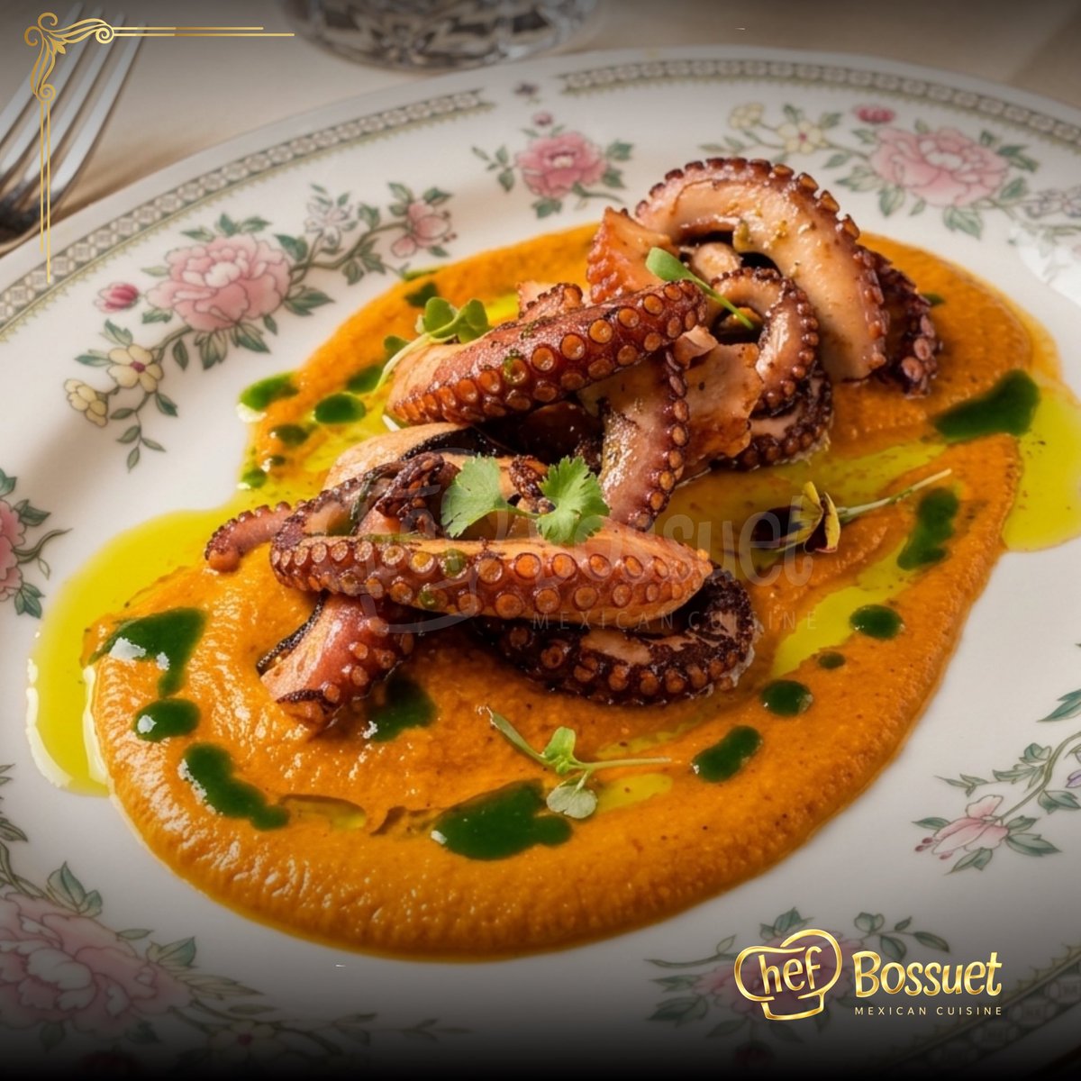 chefbossuet's tweet photo. Pulpo tierno y jugoso, envuelto en mantequilla de finas hierbas y acompañado de un romesco profundo que realza cada matiz del platillo. 🐙✨
Una propuesta que combina elegancia, sabor y técnica en una experiencia memorable. 🌿🔥
#ChefBossuet #ChefPrivado #FamilyStyle #AltaCocina #SaboresDelMundo