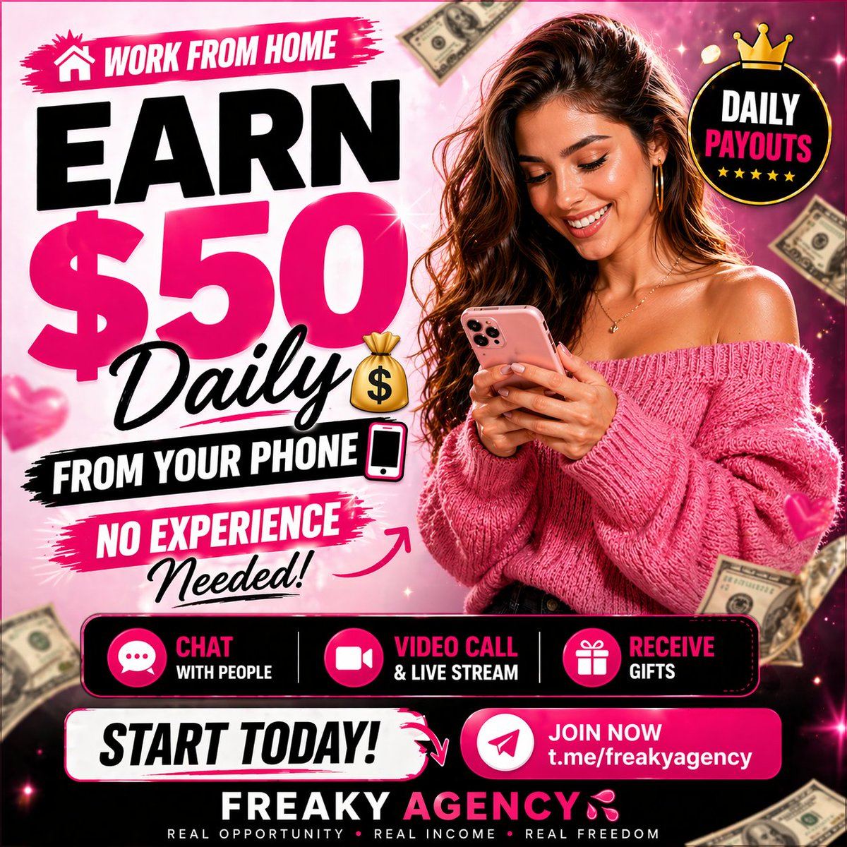 lalycreaky's tweet photo. LIMITED SLOTS π₯
START EARNING TODAY
NO EXPERIENCE #chatformoney #onlyfans #makemoneyonline https://t.co/WvTFDDjtXo