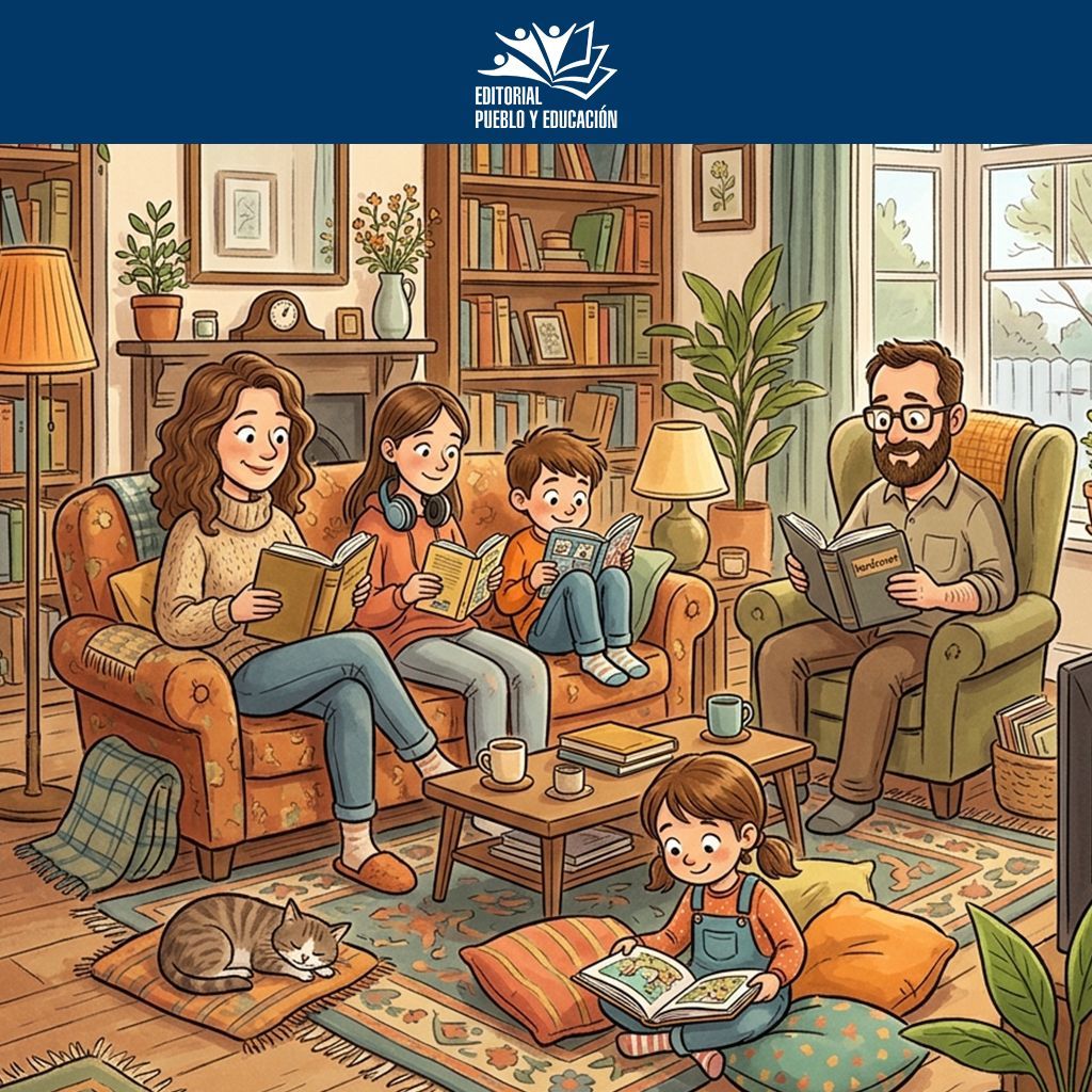 Amo esos domingos donde los libros se vuelven un lenguaje común. Todos en el salón, cada uno sumergido en su lectura, pero compartiendo el mismo silencio cómplice. Estos son los recuerdos que se quedan grabados. 📖✨