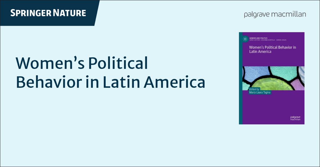 LauraTagina's tweet photo. ¡Muy contenta con la publicación de Women’s Political Behavior in Latin America! 🌎📖

Un libro colectivo que edité para @Palgrave y que aporta a una agenda de investigación aún incipiente en la región. 🧵👇
Podés encontrarlo acá ⬇️ https://t.co/6ELxX2aEvJ https://t.co/jU6qQ2ISGL