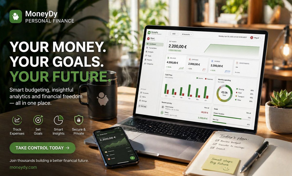MoneydyOfficial's tweet photo. 💰Your money shouldn’t be a mess.

MoneyDy helps you:
✅ Track expenses
✅ Set goals
✅ See the full picture
No clutter. No noise. Just clarity!

Start free → https://t.co/DMBgaFjsQI

#PersonalFinance #BuildInPublic #fintechscammers https://t.co/uzFga5iZkR