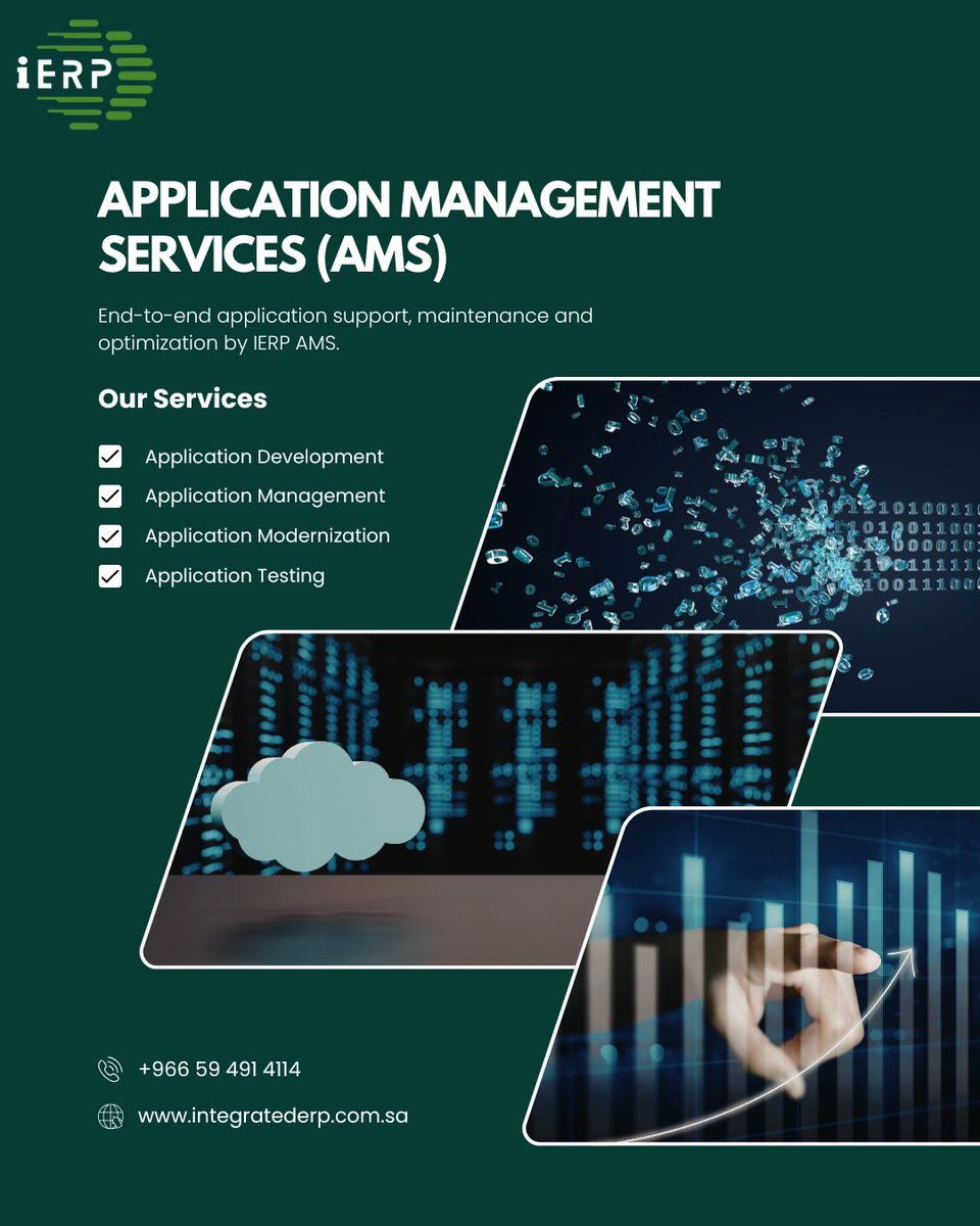 ierpofficial's tweet image. Keeping your business apps running smooth with end-to-end management and optimization.
Learn more at  integratederp.com.sa or contact info@integratederp.com.sa | +966 59 491 4114
#AMS #ERP #ITServices #IERP