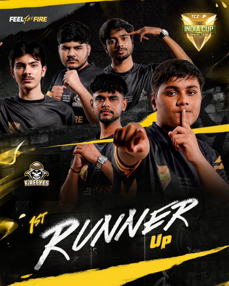 ProNex75's tweet photo. Free Fire Max India Cup Spring Tournaments Champions Team Hind 🥇
🥈Runner Up :- Fireeyes Gaming 
🥉2nd Runner-Up :- Total Gaming Esports https://t.co/XqgzjMja4C
