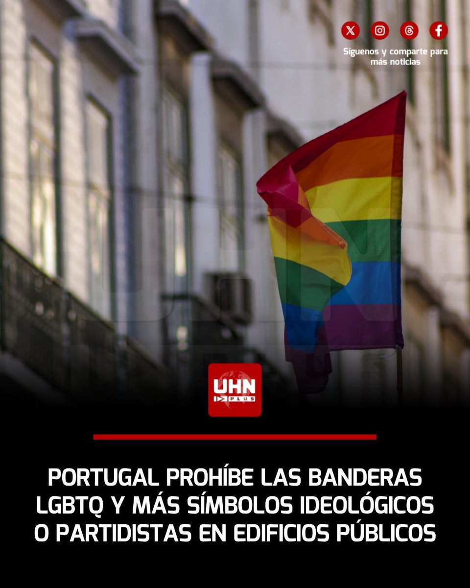 🇵🇹‼️ | El Parlamento de Portugal aprobó una ley que prohíbe el uso de banderas de naturaleza "ideológica, partidista o asociativa" en todos los edificios estatales. La medida, impulsada por la coalición de centroderecha junto con la derecha soberanista, elimina de las fachadas