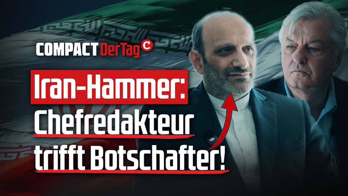 🎥  Iran-Hammer: Chefredakteur trifft Botschafter!

👉 Während der Mainstream den Schah-Sohn Pahlavi hofiert, trifft Chefredakteur Jürgen Elsässer in Berlin den iranischen Botschafter Madschid Nili. Ein Moslem und ein vermeintlicher Rechtsextremist im Gespräch?! Hier ein erster