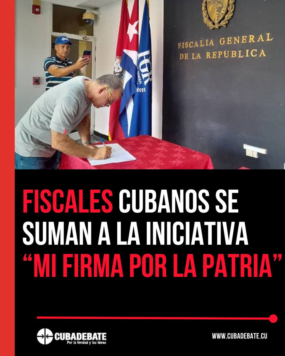 🖋️En la semana que concluye múltiples instituciones se han sumado al llamado de la sociedad civil cubana para el movimiento de recogida de firmas “Mi firma por la Patria”  entre los cuales se cuenta la Fiscalía General de la República (FGR).

🔗acortar.link/D9rnRG