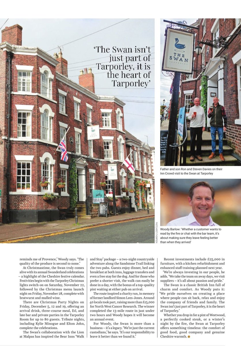 SteveDaviesLaw's tweet image. My My Inn Crowd article for Cheshire Life Magazine, featuring a visit to the brilliant Swan at Tarporley #cheshirelife #cheshire #tarporley #pubs