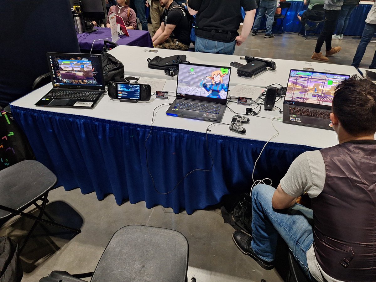 MightyObstacleS's tweet photo. We're back for mgc 2026 today! Come see our set up in the future classics section right now and play Scouter! We'll have more computers for today as well! https://t.co/ytA19rEwEz