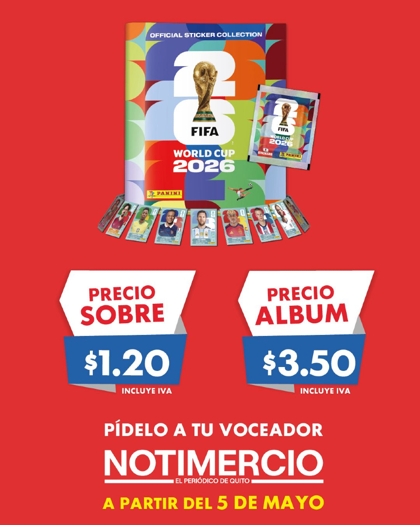 notimercio's tweet photo. ¡Atención coleccionistas futboleros! 🚨 
Vuelve la magia de los cromos con la colección oficial Panini World Cup 2026🏆.

📍Consigue tu álbum y cromos desde este 5 de mayo con los voceadores de NOTIMERCIO. 

#Panini #WorldCup2026 #CopaMundial #Notimercio #Quito https://t.co/7bILOGMGEn