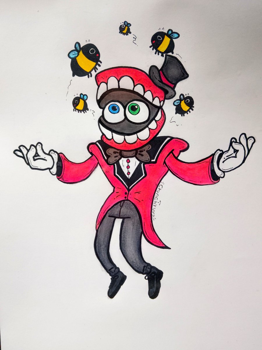 Crunchyuvu's tweet photo. I think Caine likes beeeees 🐝

#tadc #theamazingdigitalcircus #caine https://t.co/xhk43R8NcB