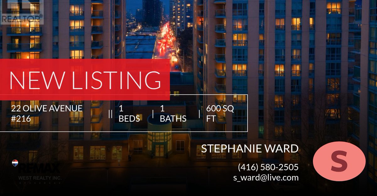 RealtorWard1's tweet photo. 📍 New Listing 📍 Take a look at this fantastic new property that just hit the market located at 22 Olive Avenue #216 in Toronto (willowdale East). Reach out here or at (416) 580-2505 for more information!

Listed by Neil Prash... https://t.co/AU5OvEdhHt https://t.co/qEUiAPw8l5