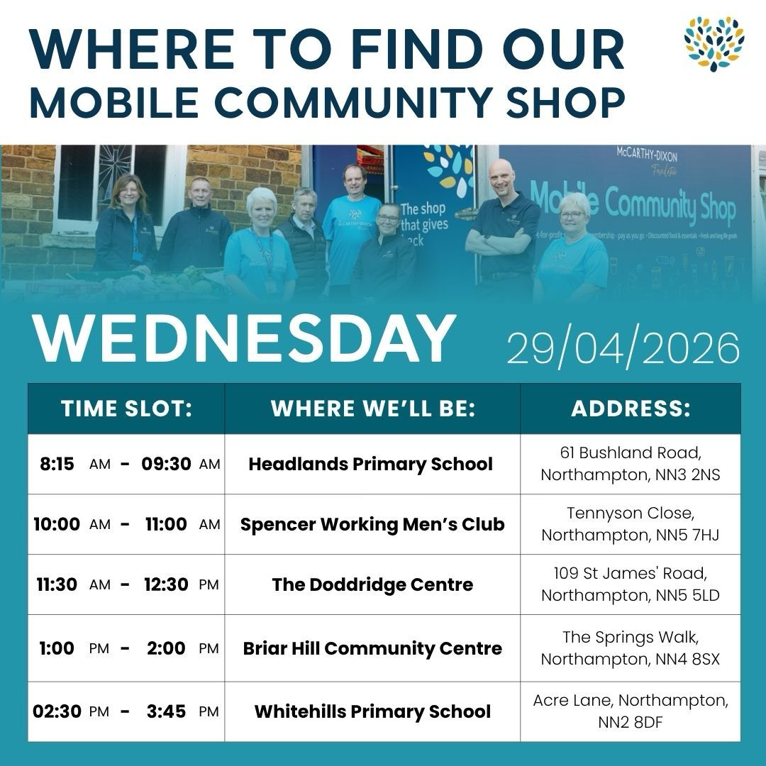 TMDFoundation's tweet image. 🚨 New week – our Mobile Community Shop is back! 🥦🍞

Affordable essentials, multiple locations Tue/Wed/Fri 🛒

100% goes back into supporting our community 💛

#TMDF #McCarthyDixon #CommunitySupport