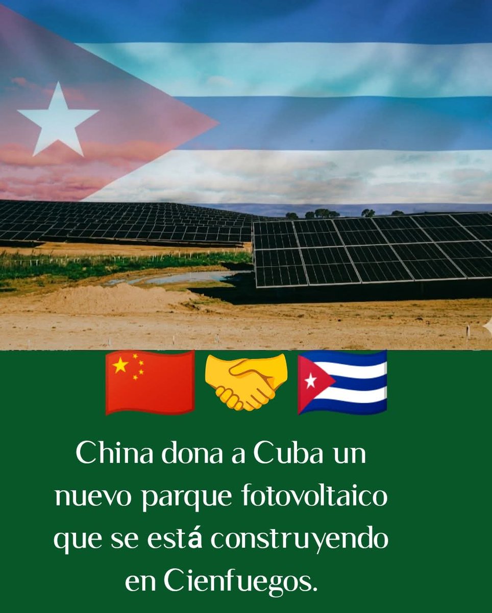 Agradecemos contribución permanente de #China al Programa de Transición Energética de #Cuba.
🇨🇺🇨🇳. Nuevos parques solares con acumulación. Y seguimos!
<a href="/MINCEX_CUBA/">MINCEX🇨🇺</a> <a href="/EmbHuaXin/">Hua Xin 华昕</a>