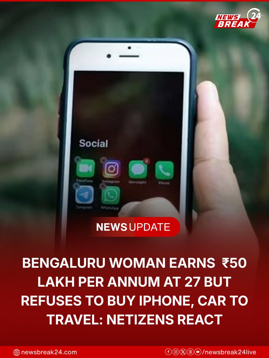 NewsBreak24Live's tweet image. A 27-year-old techie earning ₹50L shared on Instagram what she avoids buying, choosing mindful spending over luxury.
.
.
.
.
#PersonalFinance #MoneyMindset #InvestSmart #Minimalism #FinancialFreedom